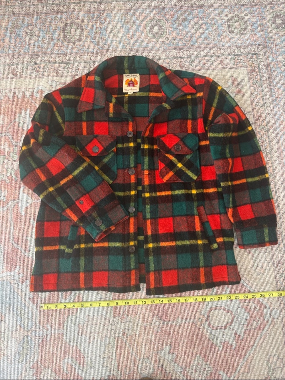 KJP The Manchester Barn Coat Button-Up Jacket in Red & Green